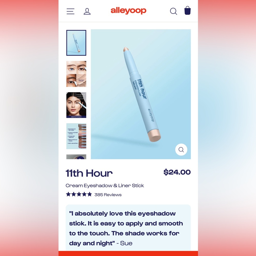 Alleyoop 11th Hour Cream Eyeshadow and Liner Stick - Baby Pearl NEW in box.